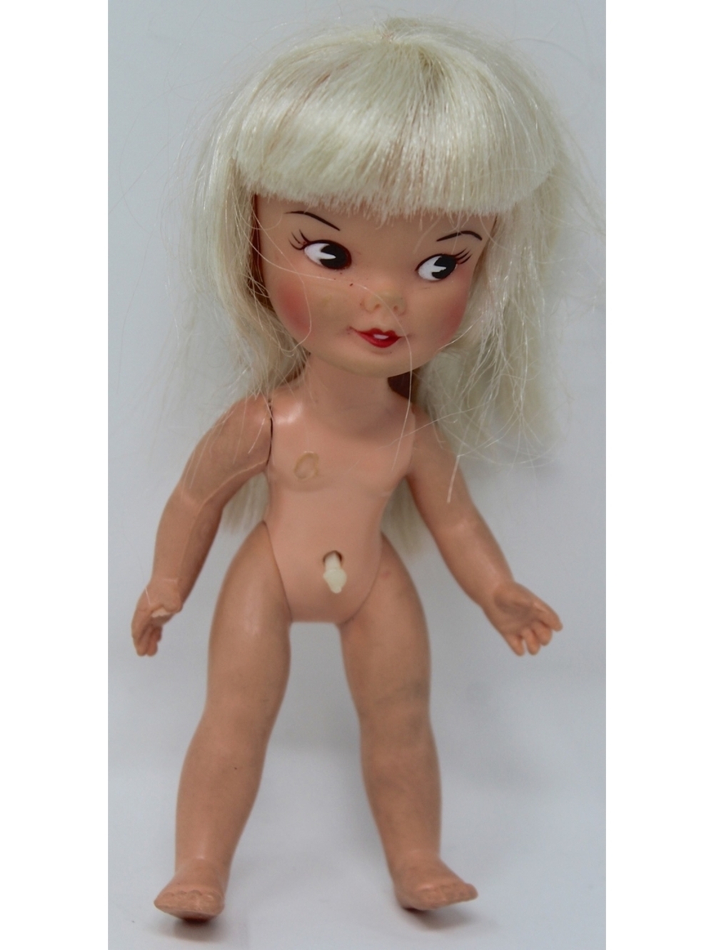 5.5” Vintage Remco Heidi Blonde Pocketbook Doll Tosses Hair 1964 Nude Toy